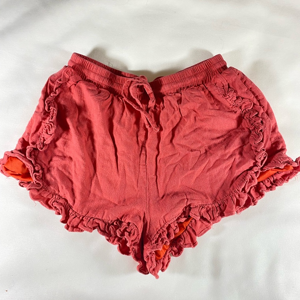 Free people coral shorts M ruffles